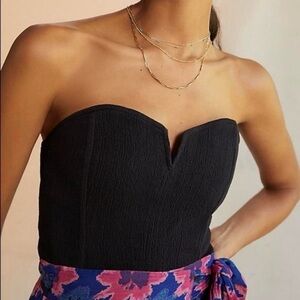 Anthropologie Porridge Black Strapless Corset Top Bustier Size L
